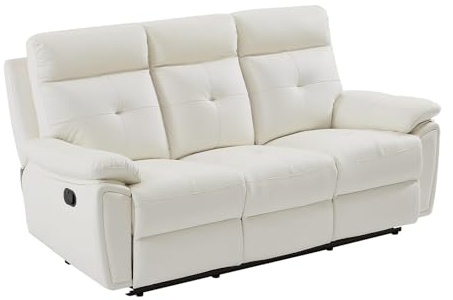 Vente-unique - Divano relax 3 posti Vineta - pelle - bianco