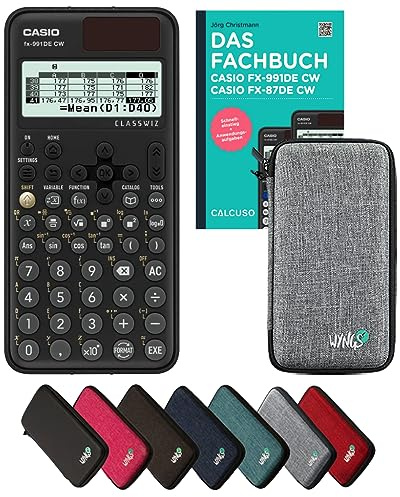 Casio fx-991DE CW Incl. Funda Protectora Gris Claro y Libro especializado (160 páginas, DIN A5) – Calculadora científica – Smart Set (Alemán)