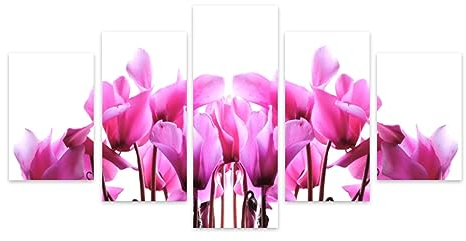 VEASPAEX Creative Art – Alpenveilchen, modern, eingewickelte Leinwand, Wanddekoration für Wohnzimmer, Landschaft, 101,6 x 55,9 cm (B x H), 5-teilig