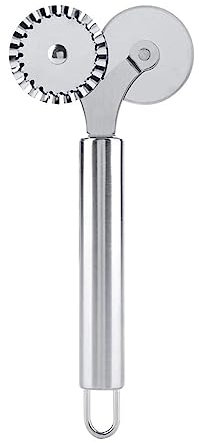 Rotella Doppia Tagliapasta,Rotella Taglia Pasta in Acciaio Inox,Tagliapasta con Doppia Rotella,Rotella Taglia Pizza e Pasta,Lavabile in Lavastoviglie,Rotella Taglia Pasta, Lama Doppia,in Acciaio Inox
