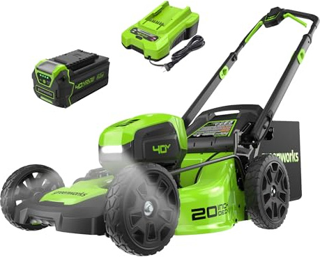 Greenworks 40V 20 Brushless Cordless Lawn Mower with 4.0Ah Battery & Charger(75+ Tool Compatibility)