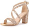 Perphy Glitter Sparkly Dress Pumps Open Toe Crisscross Strap Chunky Heel Sandals for Women Rose Gold 8 UK/Label Size 10 US