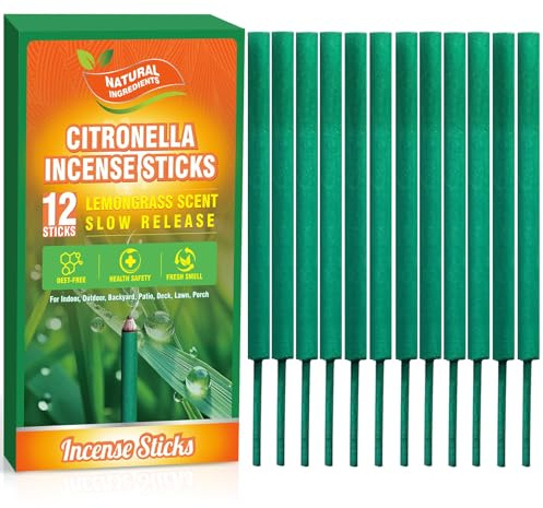 Scent-Hi Citronella Incenso 12 Bastoncini per Esterni Giardino, Campeggio e Interni