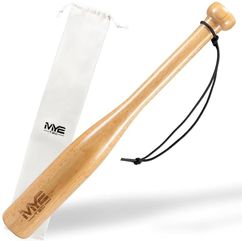Oramics Holz Baseballschläger Softballschläger für Kinder Teennager Jugendliche 48cm 18Zoll inklusive Tragetasche, Baseball Schläger mit Schlaufe aus einem Stück Holz gefertigt (Naturholz, 48 cm)