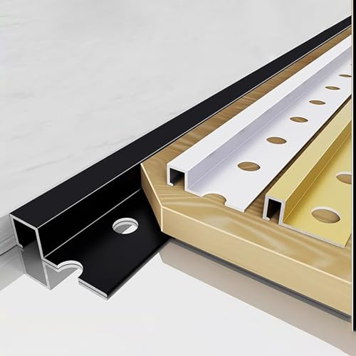Raouoae Perfil De Esquina De Riel Para Baldosas, Perfil Cuadrado De Aluminio 125cm, 2 Piezas, Ángulo Para Baldosas De Madera, Laminado, Vinilo, Cerámica, Ideal Para Hogar, Oficina Y Hotel(Champagne go