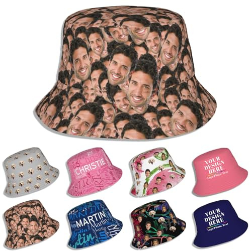 LLLGSH Custom Bucket Hat, Personalized Bucket Hat with Photo for Men Women, Personalised Bucket Hats with Logo/Photo/Text/Name, for Summer Beach Vacation, Outdoor Hiking Traveling