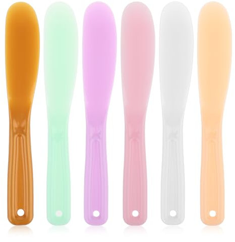 Qianyu 6 Stück Make Up Gebogenen Spatel Kunststoff Kosmetikspatel Wiederverwendbare Maskenspatel Mini Cremespatel Klein Kosmetik Spatula Lotionsspatel Gesichtsmasken Applikator für Maske Waschgel