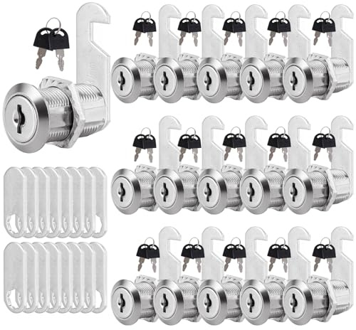 MUXHEL 16PCS Cabinet Lock 30mm LetterBox Lock Security Cam Lock with 32 Keys & 2 Different Lock Plates Security Mailbox Lock for Door Cabinet Mailbox Drawer Wardrobe Locker Post Box