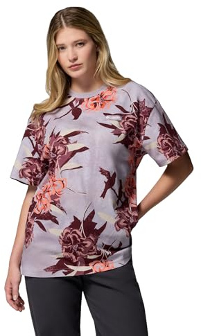 Columbia Sequoia Grove Tryckt T-shirt, Ribbad Krage, UPF 30 Skydd, Djärv Statement - Dam
