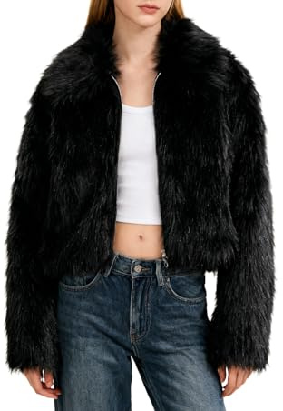 Amazhiyu Cappotto di pelliccia da donna, giacca in pelliccia sintetica, giacca di pelliccia artificiale, cappotto di pelliccia artificiale, giacca di pelliccia, cappotto corto di peluche, cappotto