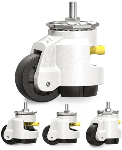 HOLKIE Ruote girevoli con stelo Set di 4 carichi pesanti, ruote retrattili M12 e 1/2 e dimensioni della vite, ruote regolabili per mobili, banchi da lavoro, macchine, capacità totale 2250 kg