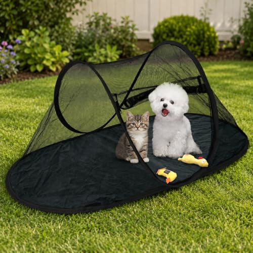 Portable Pop Up Dog Tent 118×64×50cm – Foldable Cat Camping Shelter with Durable PE Bottom, Breathable Mesh, Easy Setup for Indoor/Outdoor Use, Travel & Garden