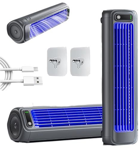 Sherum Rafraichisseur D'Air Portable, 3 Vitesses, Avec Affichage Led, Rechargeable, Convient Pour Chambre/Bureau/Bureau (Gray)