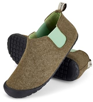 Gumbies Brumby Boot Slippers for Indoors and Outdoors, Eco-friendly Felt Uppers, Elasticated Sides, Recycled Rubber Outsoles - Comfort Guaranteed - Moss & Pistachio [EU 43]