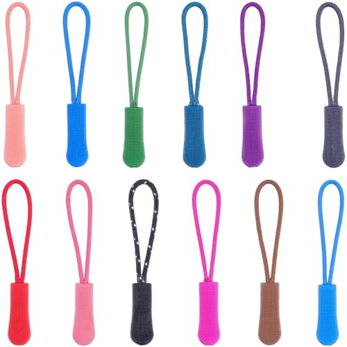 GORGECRAFT 120 Tirette de Fermeture Éclair de Rechange 12 Couleurs 62mm de Long Cordon Coulissant Languette pour Sacs à Dos Sacs à Main Bagages Valises Vestes et Vêtements.
