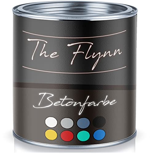 The Flynn Betonfarbe hochwertige Bodenfarbe Fassadenfarbe Hoch-elastische Kunststoffbeschichtung ohne Grundierung auf Boden und Wand aus Beton Putz Zement Mauerwerk Stein (5 L, Schwarz (RAL 9005))