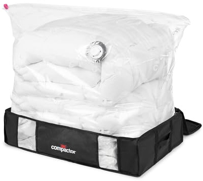 Compactor - Caja de almacenamiento al vacío semirrígida L, 65 x 45 x 15,5 cm, Black Edition, negro, ideal bajo la cama para ropa, edredones y almohadas