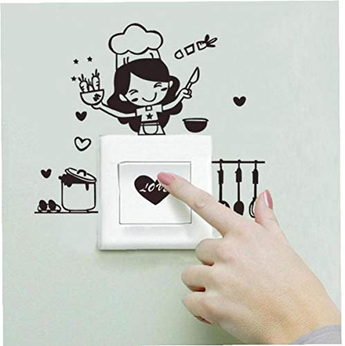 AMOYER Schalter Aufkleber-Dekor-Rahmen für Wand-Schalter Küche Lichtschalter Aufkleber Netter Koch Vinyl Wandtattoo Home Decor