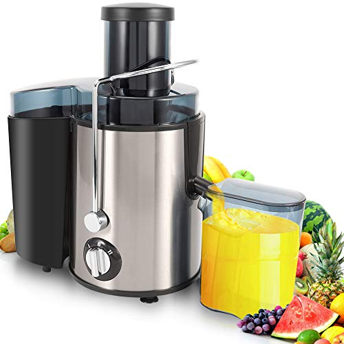 Juicer Machine 500ML Capacity Fruit Veg & Citrus Centrifugal Electric Extractor 304 Stainless Steel 400W 75mm Large Diameter Feeding Tube with A Professional Cleaning Brush for Fruits and Vegetables