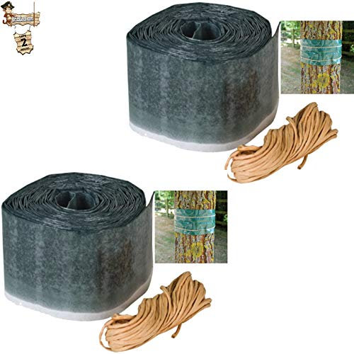 BricoLoco Protección insecticida árboles. Banda Libre de Veneno. Protege contra Insectos, orugas, Hormigas, procesionarias, arañas… Frutales y Ornamentales. (2 uds. x 175x10 cms.)