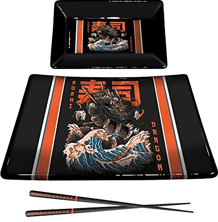 Pyramid International Illustrata Sushi-Set (Sushi-Drachen-Design) in Geschenkbox – Offizieller Merchandise-Artikel