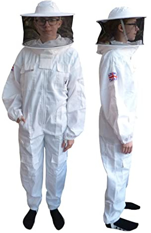 AGS Apicultores sombrero redondo de algodón para niños traje de apicultura profesional para niños traje de abeja traje protector niño (M)