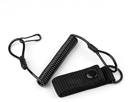 GEBAUM Porte-clés de Ressort, Noir Ressort Hélicoïdal Keychain, Mousqueton Rétractable, Extensible Jusqu'à 120 cm, Peut être Utilisé pour Accrocher des Clés, Pêcher et Camper
