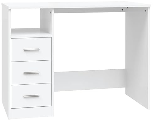 vidaXL Skrivbord med lådor vit 102x50x76 cm konstruerat trä, databord, kontorsbord, skrivbord med lådor, arbetsbord, bord