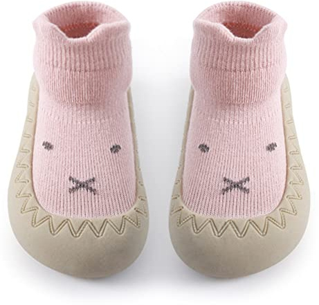 Toddler Sock Shoes Cute Baby First Walking Shoes Soft Sole with Grips for Boys Girls
