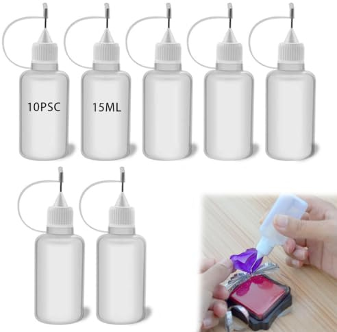 Limflaska med nålspets - 10 st applikatorflaskor med genomskinlig precisionsspets, DIY Quilling-verktyg för kvinnor, män, flytande droppflaskor för papper