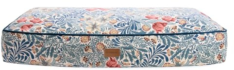 Rosewood x Morris & Co. Bower Berry Mattress for Dogs, Medium Dog Bed, Blue, Thickly Padded, Non-Slip Base, Washable, Luxury William Morris Print