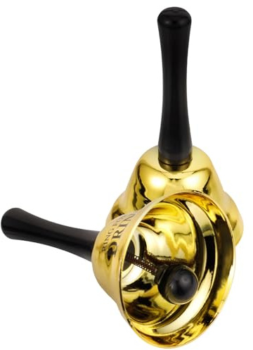 Cabilock Lot de 2 Cloches à Main en Métal Doré Drink 13X75 CM Cloches Portatives pour Bar Restaurant et Enterrement de Vie de Garçon Sonnette de Table pour Service et Animation