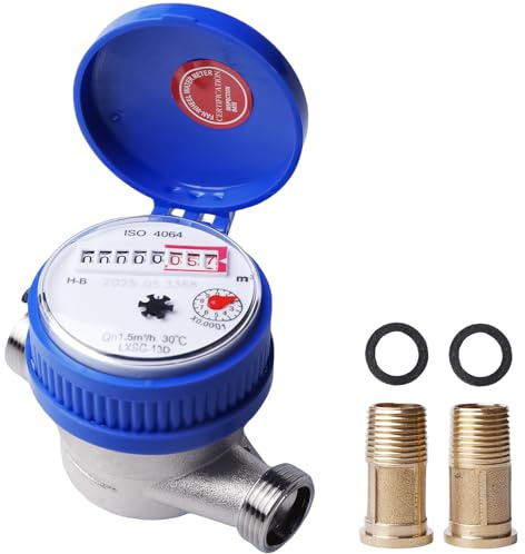 Contador de agua fría, calibrado de 1/2 pulgadas, contador de agua para jardín, grifo de agua, juego de caudal, cubierta protectora, contador de agua fría, mejor precisión de medición