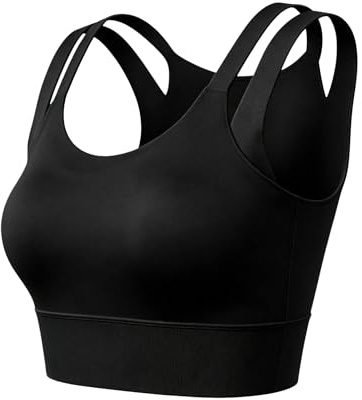 Paeceioni Reggiseno Sportivo Donna ad Alto Supporto, Top Sportivo Donna, Top Palestra Donna, Reggiseni Sportivi da Donna, Comodi per Dormire Tutti i Giorni, Comodi Reggiseni da Donna Nero Classico(M)