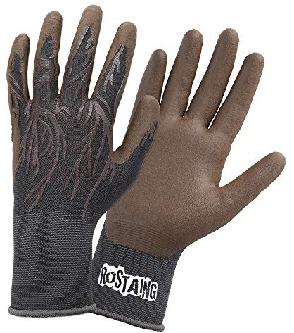 Rostaing ROOTS-IT08 Gants de Jardinage Fins Ultra Confort Résistants à l'abrasion Roots Taille 08, Marron/Gris, 8