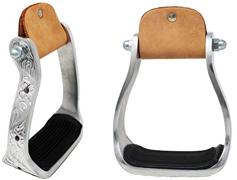 Professional Equine Horse Saddle Stirrups Western Aluminium Engraving Barrel Racing Rhinestone 51148PR