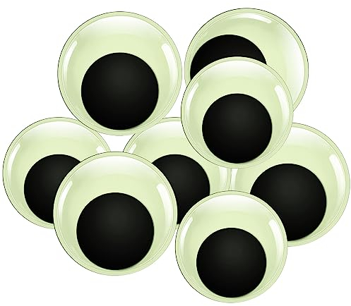TOAOB 8 Stück Fluoreszierende Selbstklebend Wackelaugen Runde Groß 40mm 50mm Kunststoff Augen für Scrapbooking Kunsthandwerk Zubehör