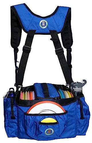 Disc Golf Bag with Removeable Cooler | 13 Disc Capacity with Insulated Cooler for a 6-Pack | 22 disc max | Adjustable Backpack Strap and Shoulder Strap Included (Blue) (DG23BLUE)