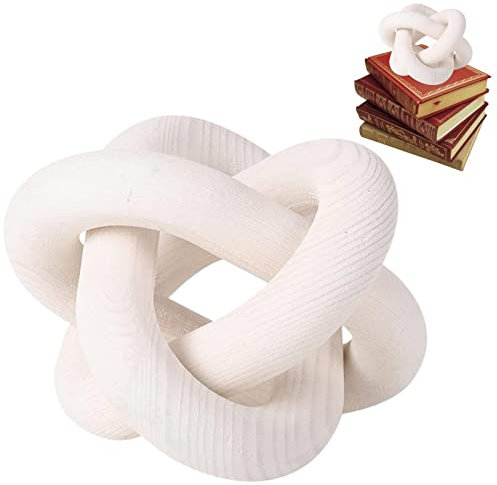 Pratvider Decorazione Catena ad Anello in Legno | Decorazioni per tavoli con Catene in Legno per tavolini, Libri, scrivanie | Catena Decorativa con Nodi per Ingresso, Balcone, Cucina