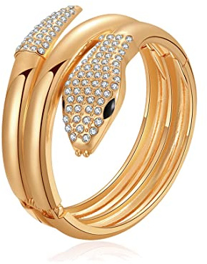 CSIYANJRY99 Bracciale rigido a serpente in oro 18 carati da donna, grosso, largo e spesso, braccialetto martellato irregolare da polso a serpente braccialetto avvolgente per Halloween accessori Medusa