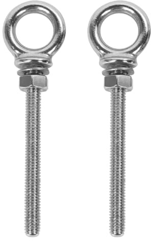 iplusmile Stainless Steel Lifting Eye Bolts M6 X 2.36 Inch with Nut and Washer Long Hoist Ring Hook Bolts for Marine Outdoor and Moisture-Resistant Applications 2 Pieces