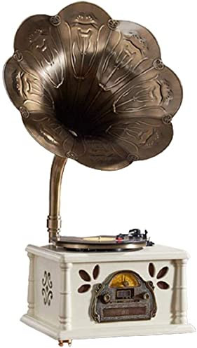 JFNHUTL Gramophone Style Retro Stereo Music Turntable Record Player Vintage Gramophone Bluetooth Speakers Radio CD Player USB Built-in Sub Recorder e