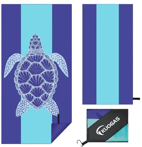 KUOGAS Toalla Playa XXL 90×180 cm, Toalla Grande de Microfibra de Secado RáPido, Toalla de BañO Sin Arena, Manta de Playa Mujer (Tortuga)