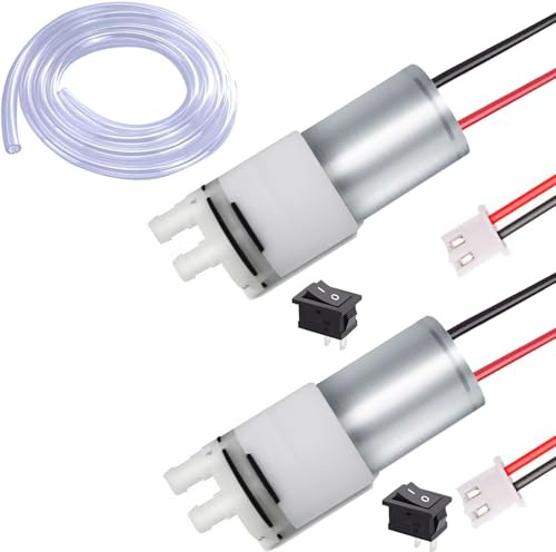 RUNCCI-YUN 2 st DC 12 V 370 mini självsugande pump mikro elektriskt vakuummembran vatten för akvariumvattenkylning temaskin (med förkopplade terminaler)