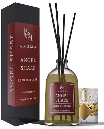Ambientador Angel Share | Reed difusor con 5 varillas aromáticas | 100 ml | Ambientador con varillas para el hogar | Difusor con varillas | Ambientador inspirado en perfumes de lujo