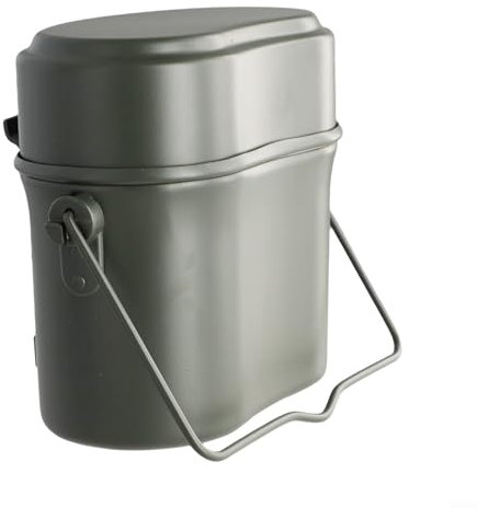 Volakebeing Kit portatile da campeggio Set di pentole da trekking Set di pentole in alluminio leggero Attrezzatura da cucina all'aperto 3 pezzi resistente al calore in stile militare Set da cucina per