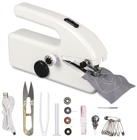 Handheld Sewing Machine, Portable Handheld Stitch Tool, Rechargeable with Accessories for DIY Fabric Quick Repairing