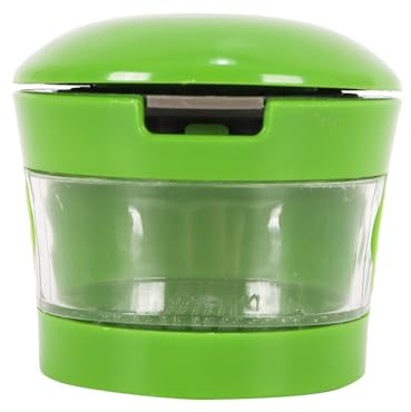 Alide Prensa de ajo, picadora de ajo, cortadora, machacadora, trituradora de especias, rebanadora de cebolla, cortadora de ingredientes, herramienta de cocina compacta de mano, color verde