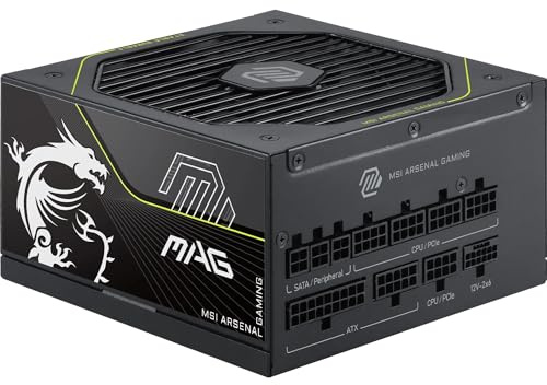 MSI MAG A1200PLS PCIE5 Power Supply Unit, GPU Safeguard, 105°C Main Capacitor, Fan Safeguard, 1200W, 80 PLUS Platinum, ATX 3.1 Ready, Native 12V-2x6, Embossed Jacket Cables