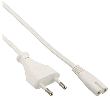 InLine® 16603W Netzkabel, Netzstecker auf Euro 8 C7 Stecker, weiß, 0,3m